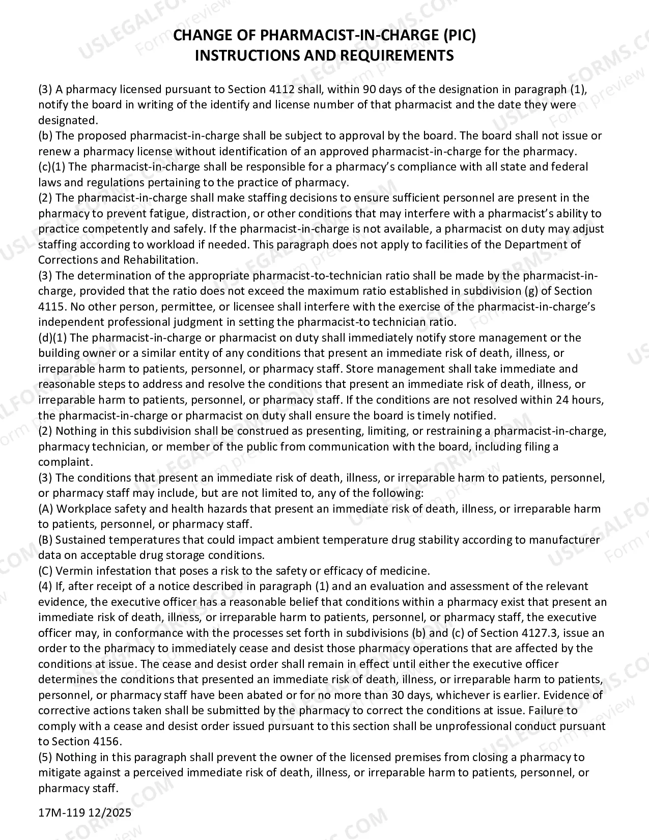 Preview Change Of Pharmacist-In-Charge