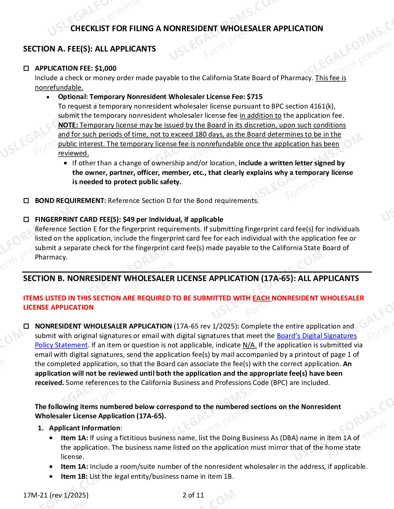 Preview Nonresident Wholesaler License Application Packet