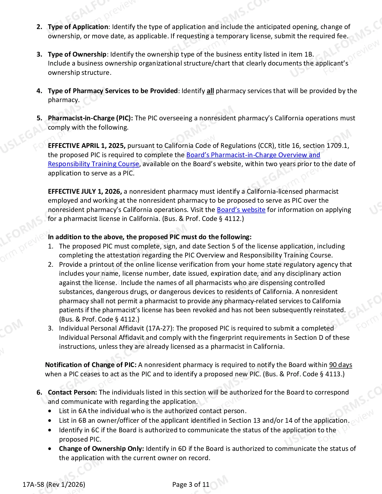Preview Instructions For Filing A Non-Resident Pharmacy Application