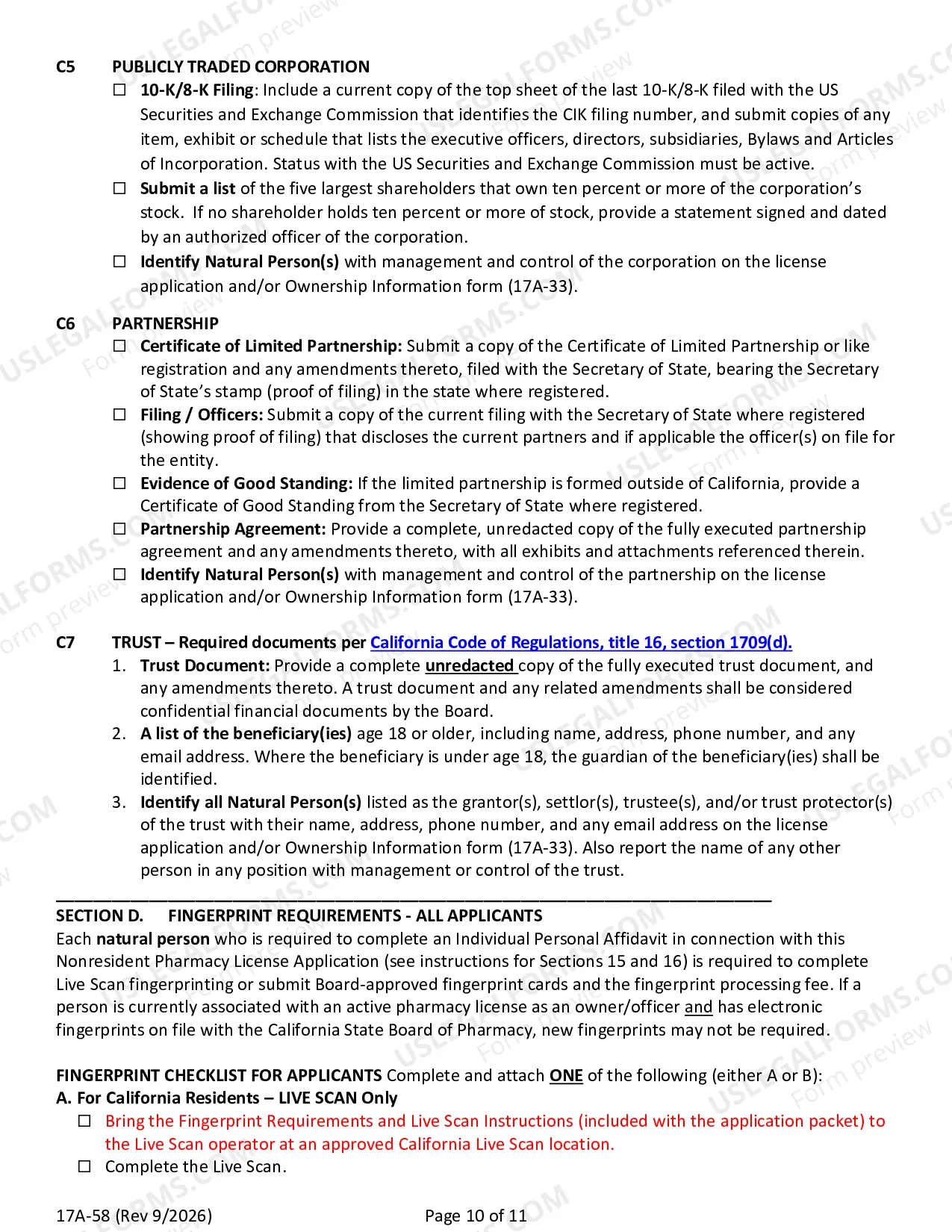 Preview Nonresident Pharmacy Permit Application