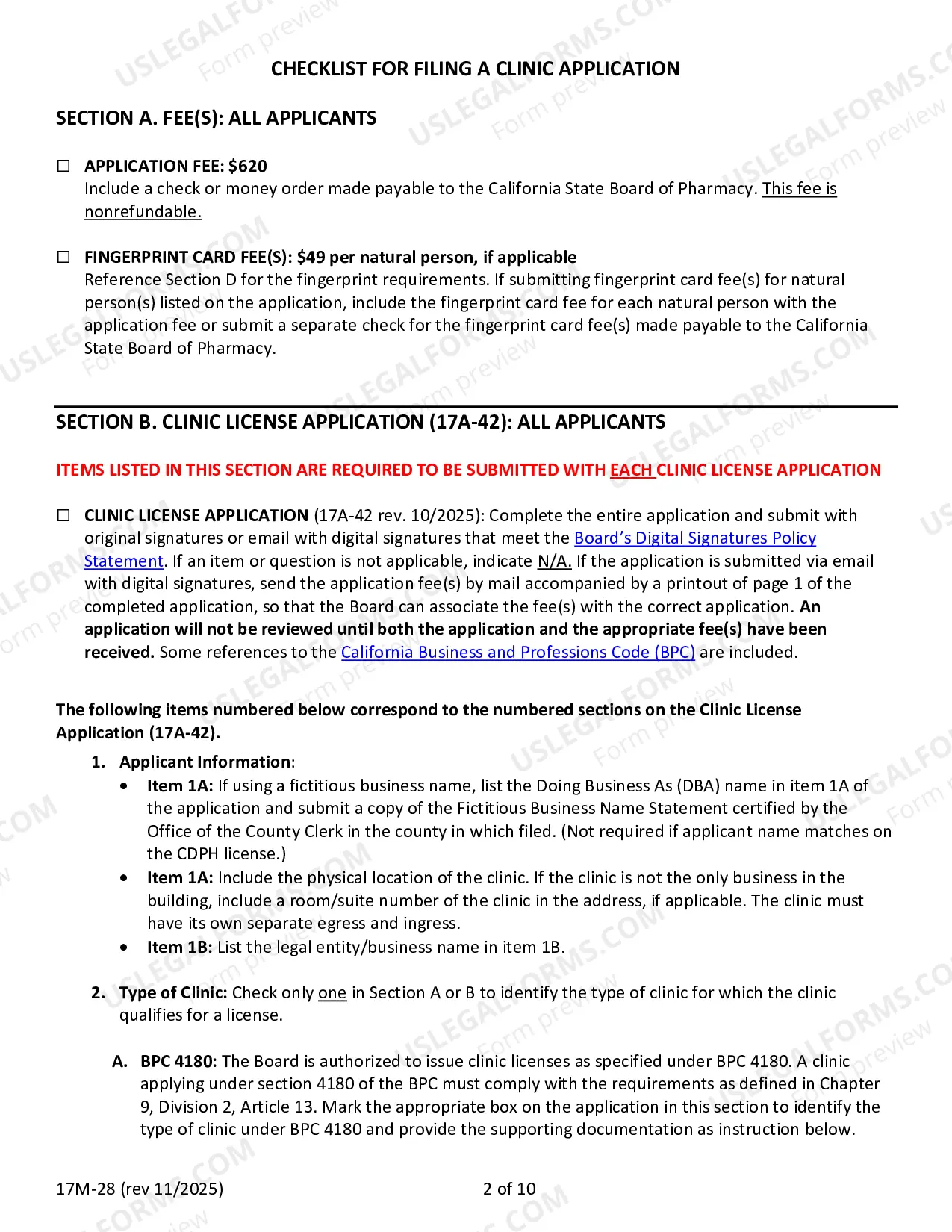 Preview Requirements For Filing A Clinic Permit Application