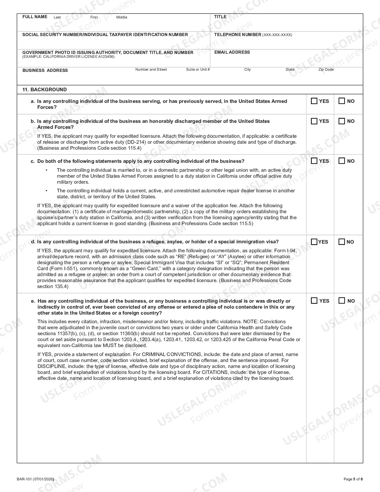 Preview Application For Automotive Repair Dealer Registration