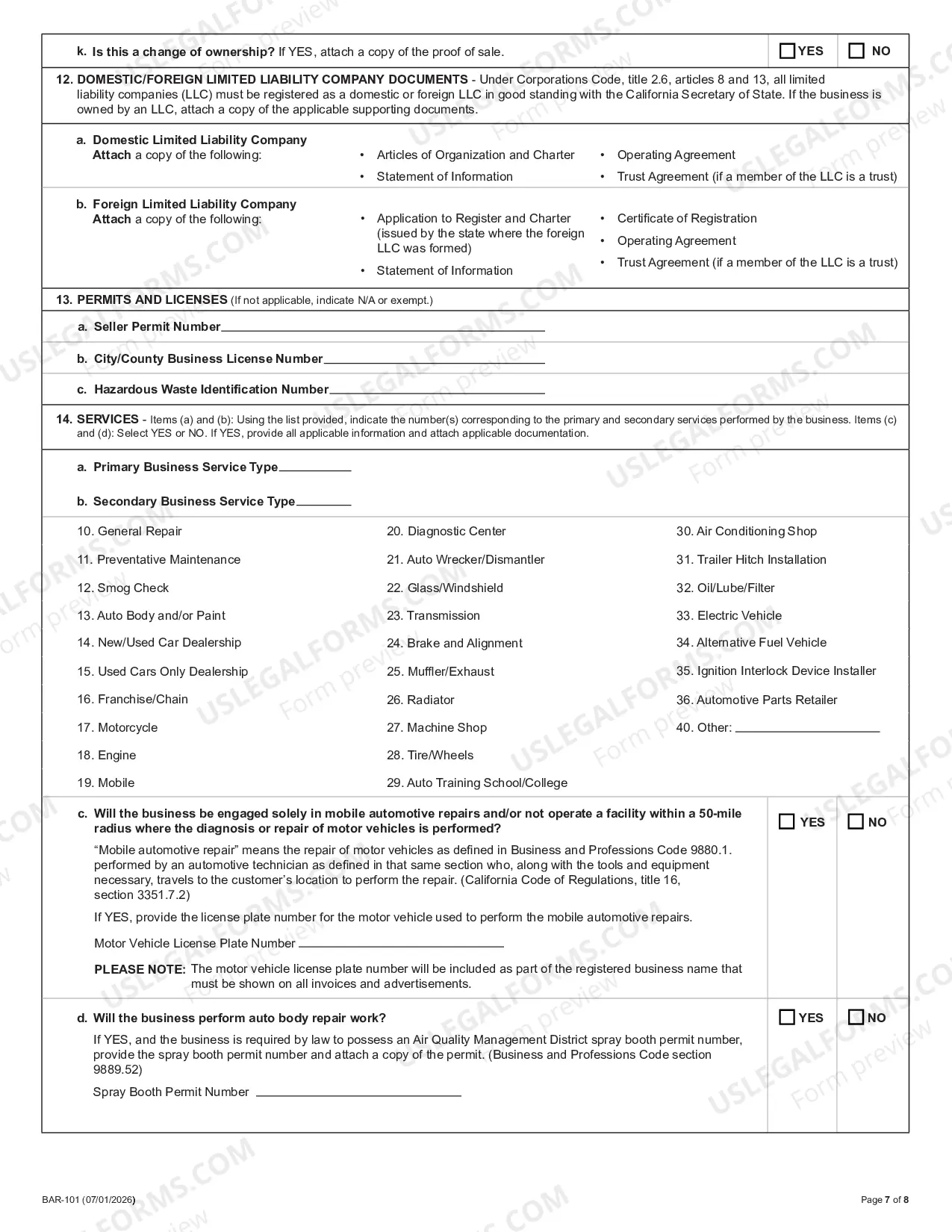 Preview Application For Automotive Repair Dealer Registration