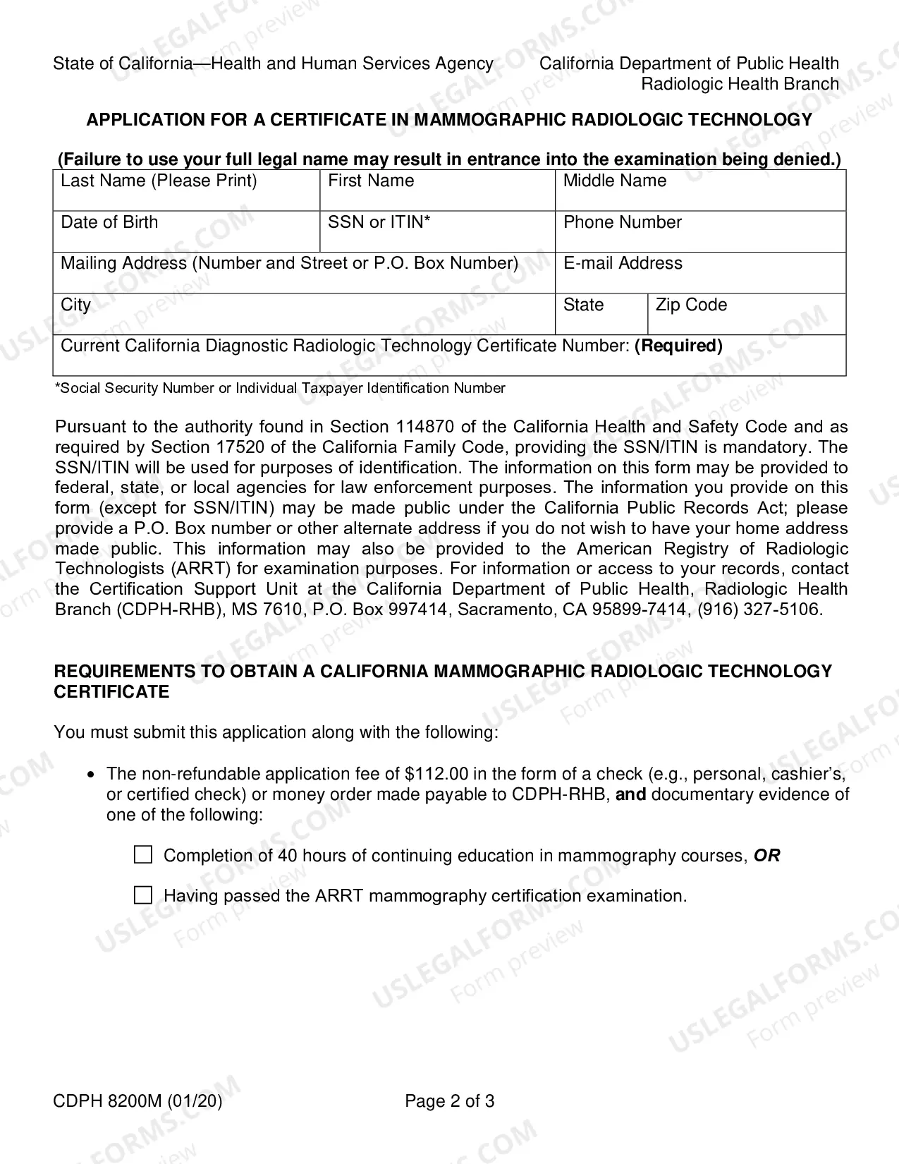 Preview Application For Mammography Certification