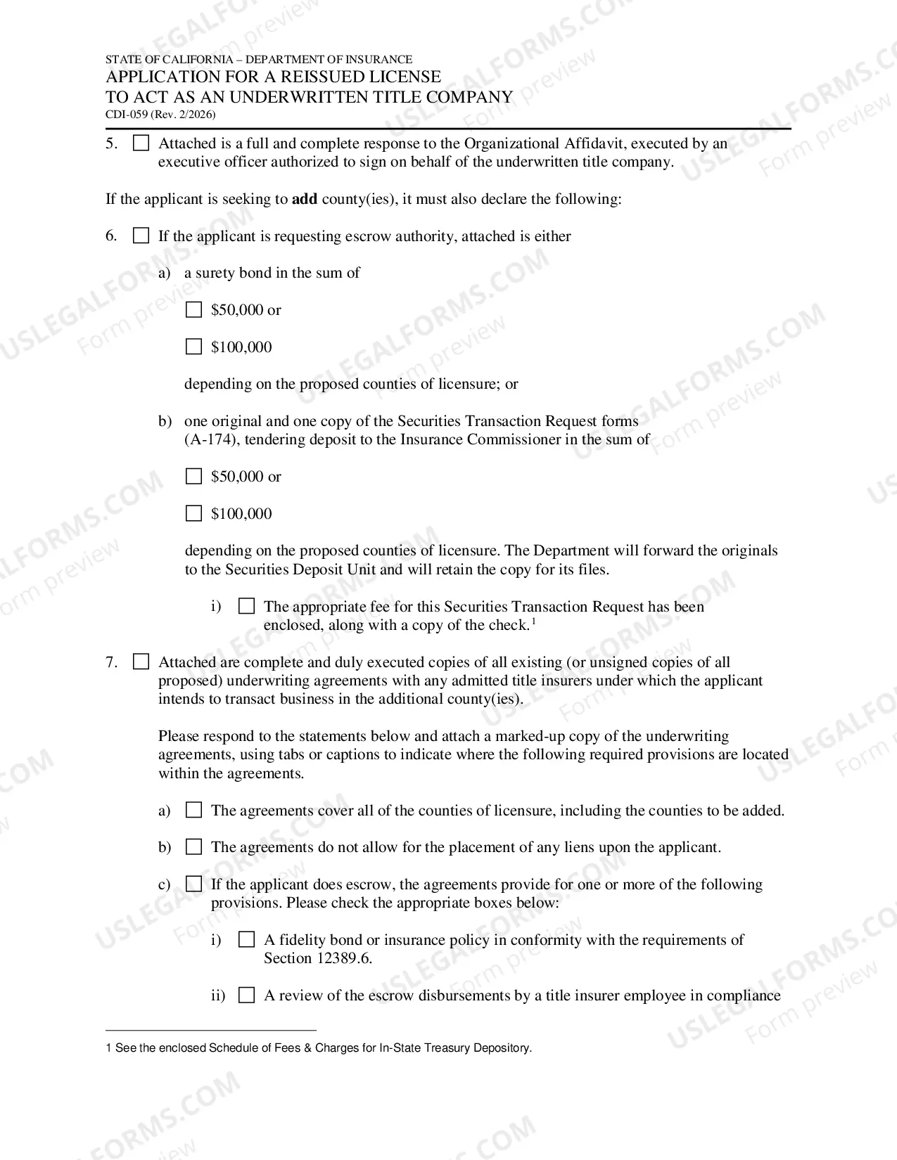 Preview Application For A Reissued License To Act As An Underwritten Title Company