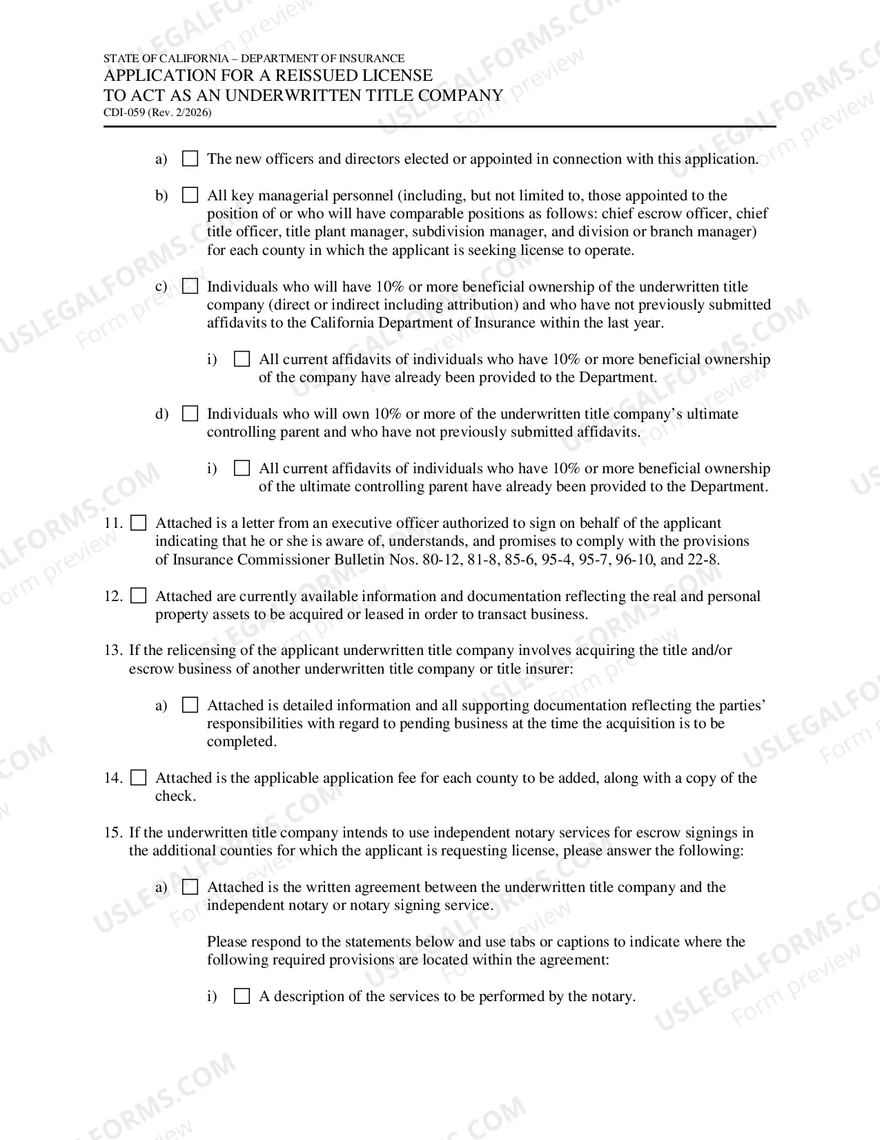 Preview Application For A Reissued License To Act As An Underwritten Title Company