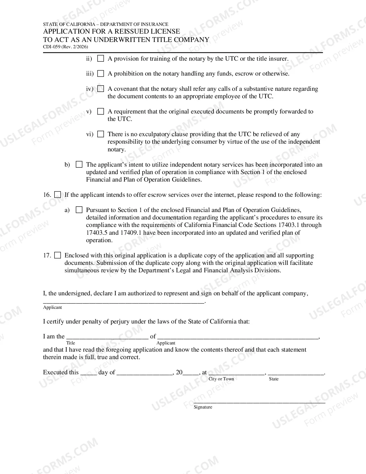Preview Application For A Reissued License To Act As An Underwritten Title Company