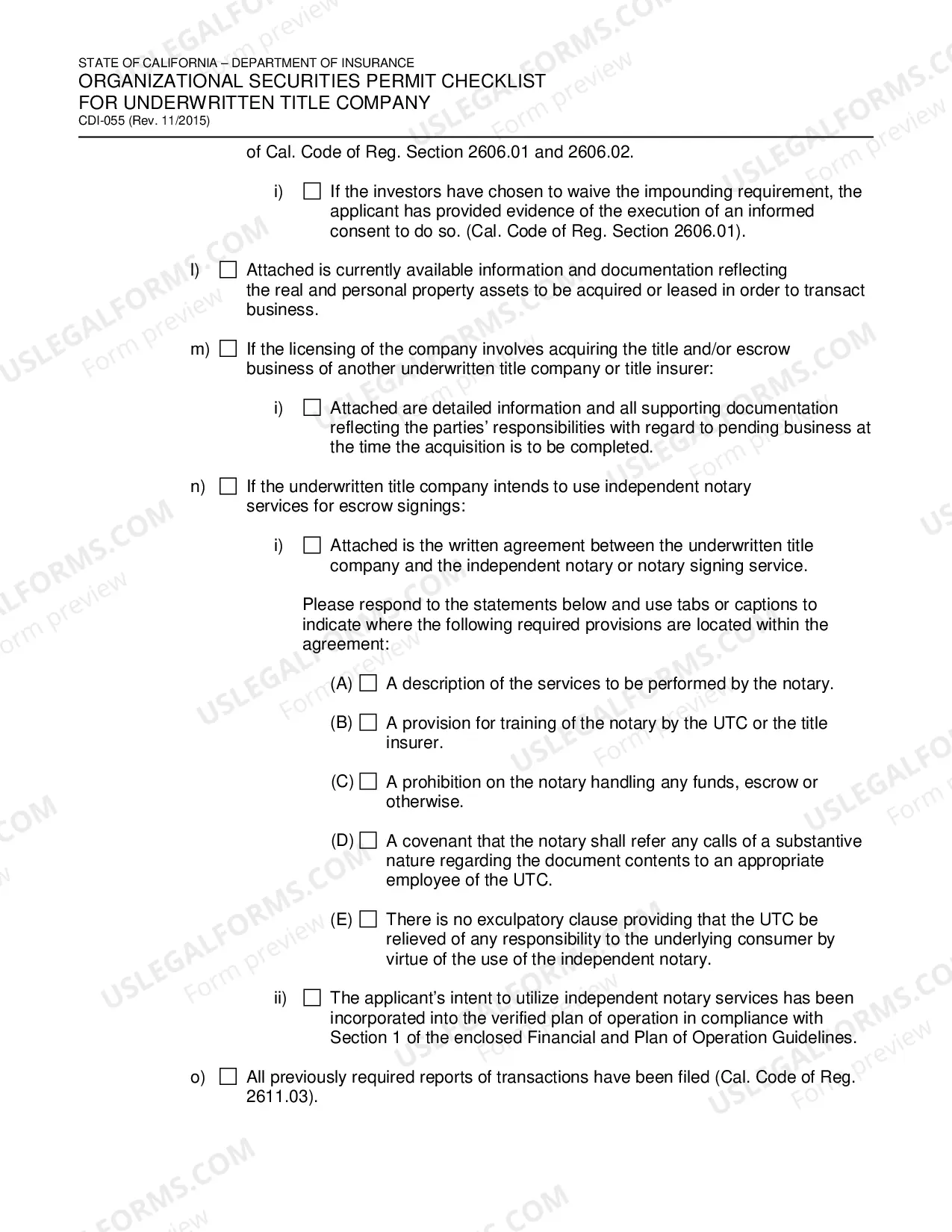 Preview Organizational Securities Permit Checklist For Underwritten Title Company