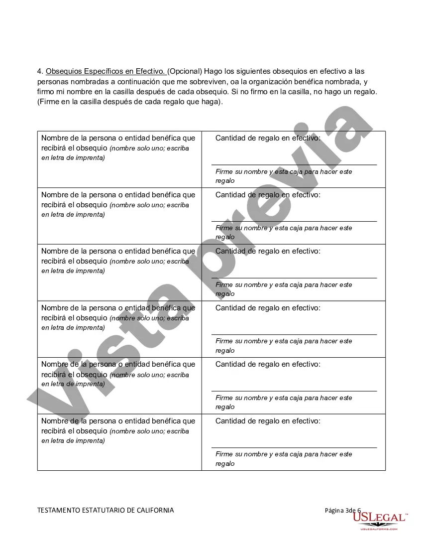 Preview Testamento estatutario de California