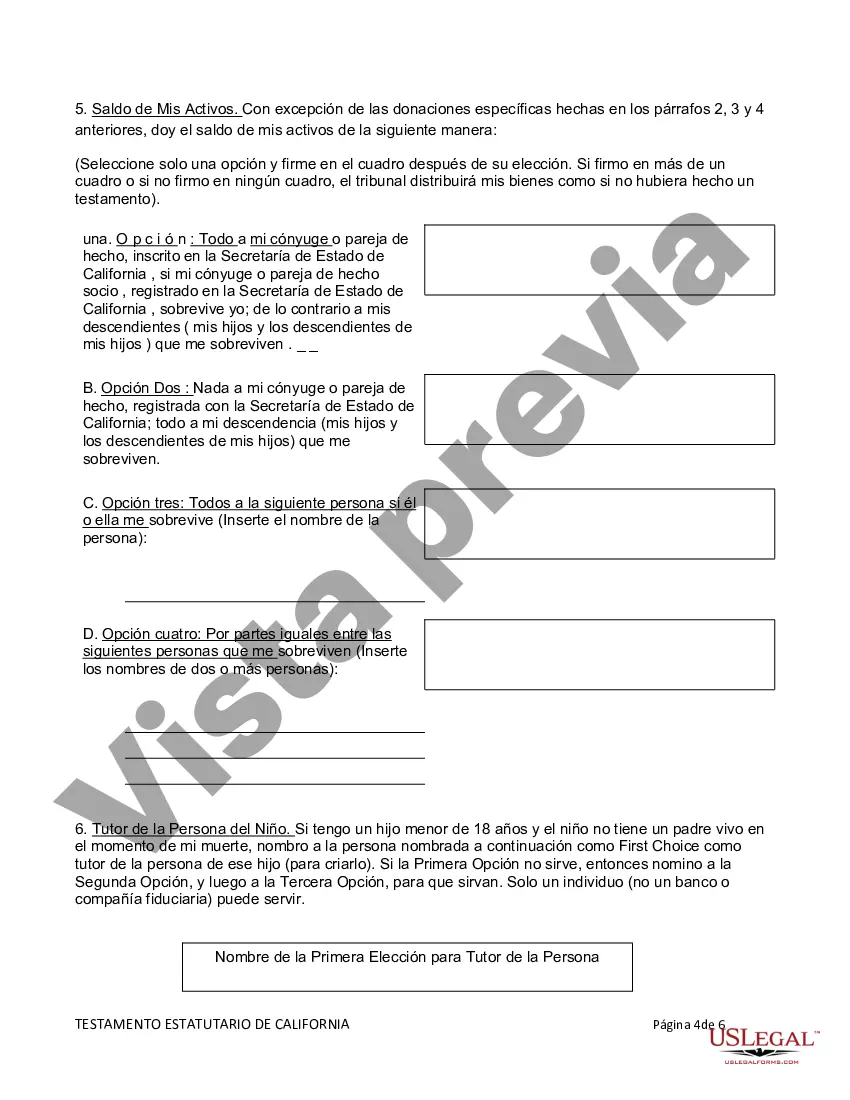 Preview Testamento estatutario de California