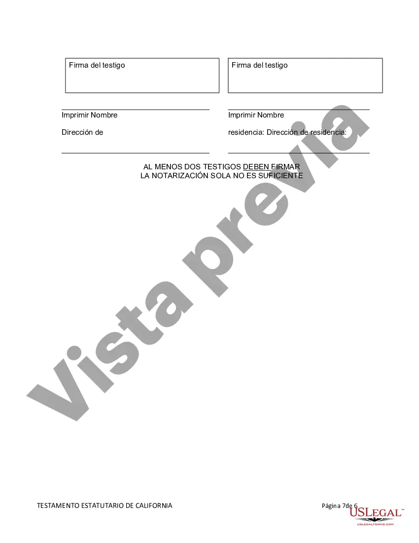 Preview Testamento estatutario de California