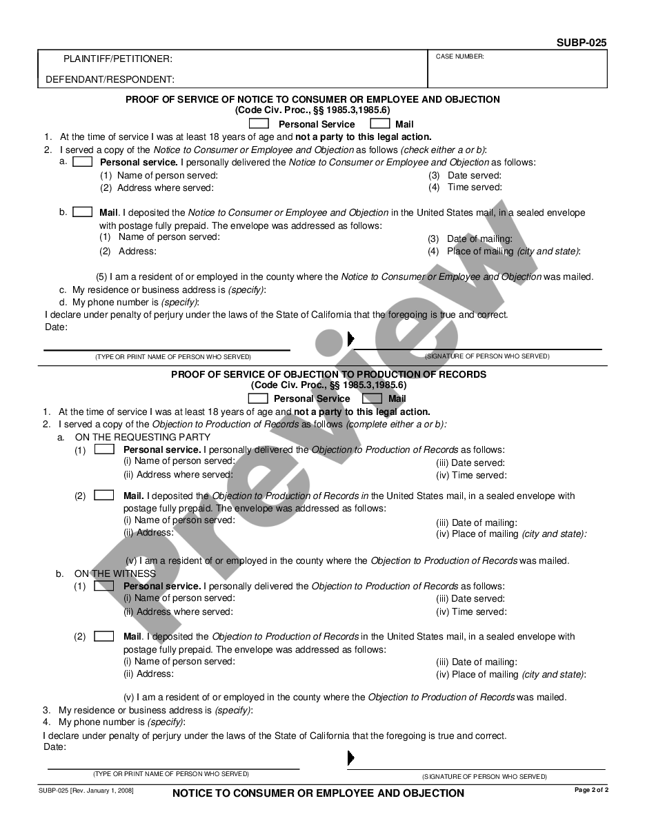 page 1 Notice to Consumer or Employee and Objection preview