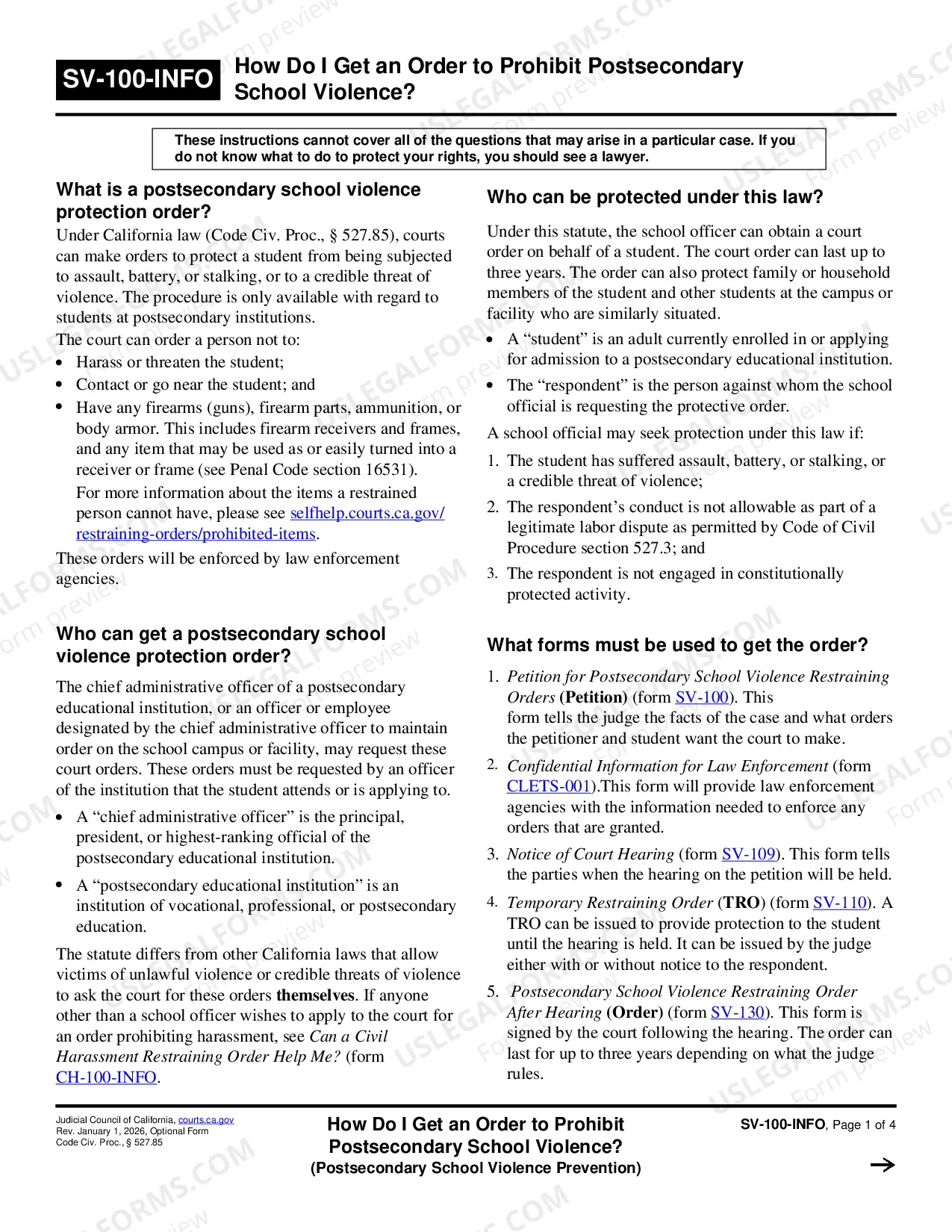 Preview How Do I Get an Order to Prohibit Private Postsecondary School Violence