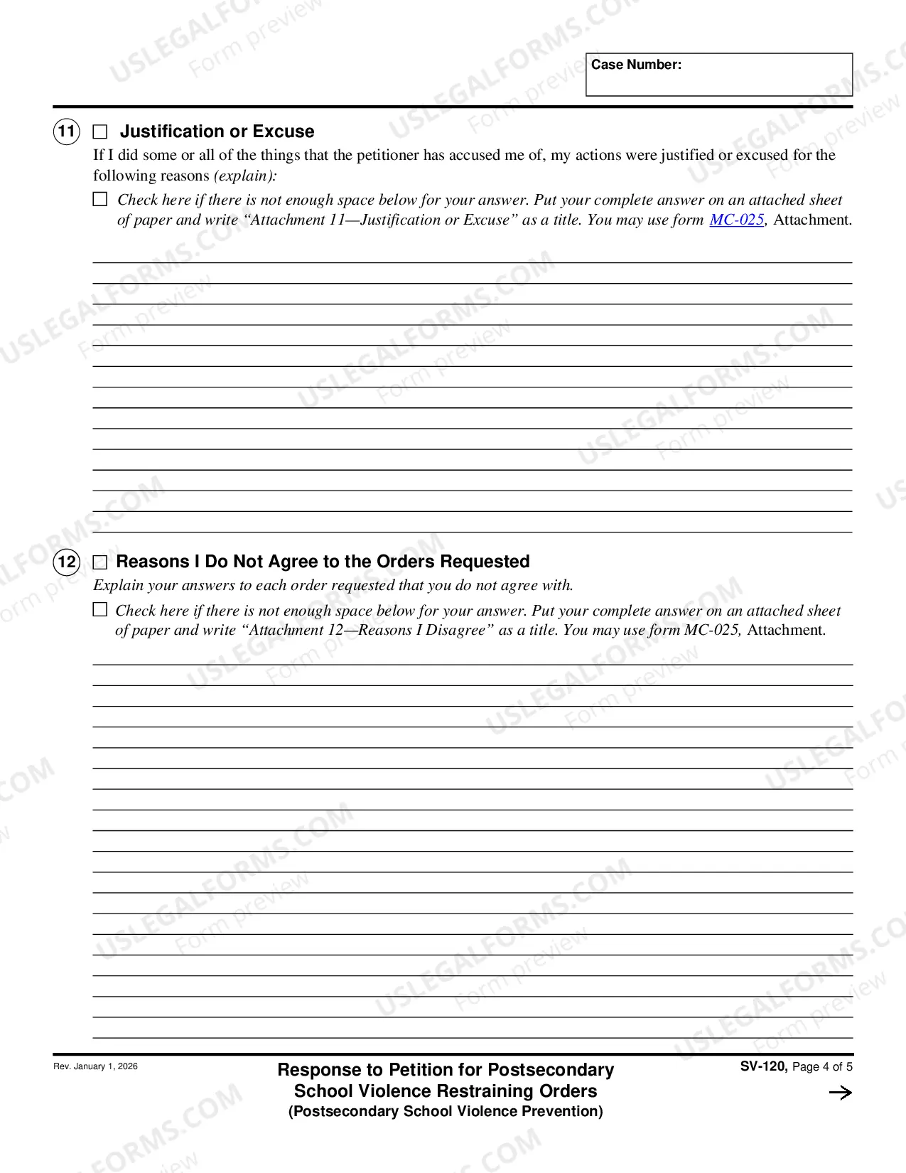 Preview Response to Petition for Private Postsecondary School Violence Restraining Orders