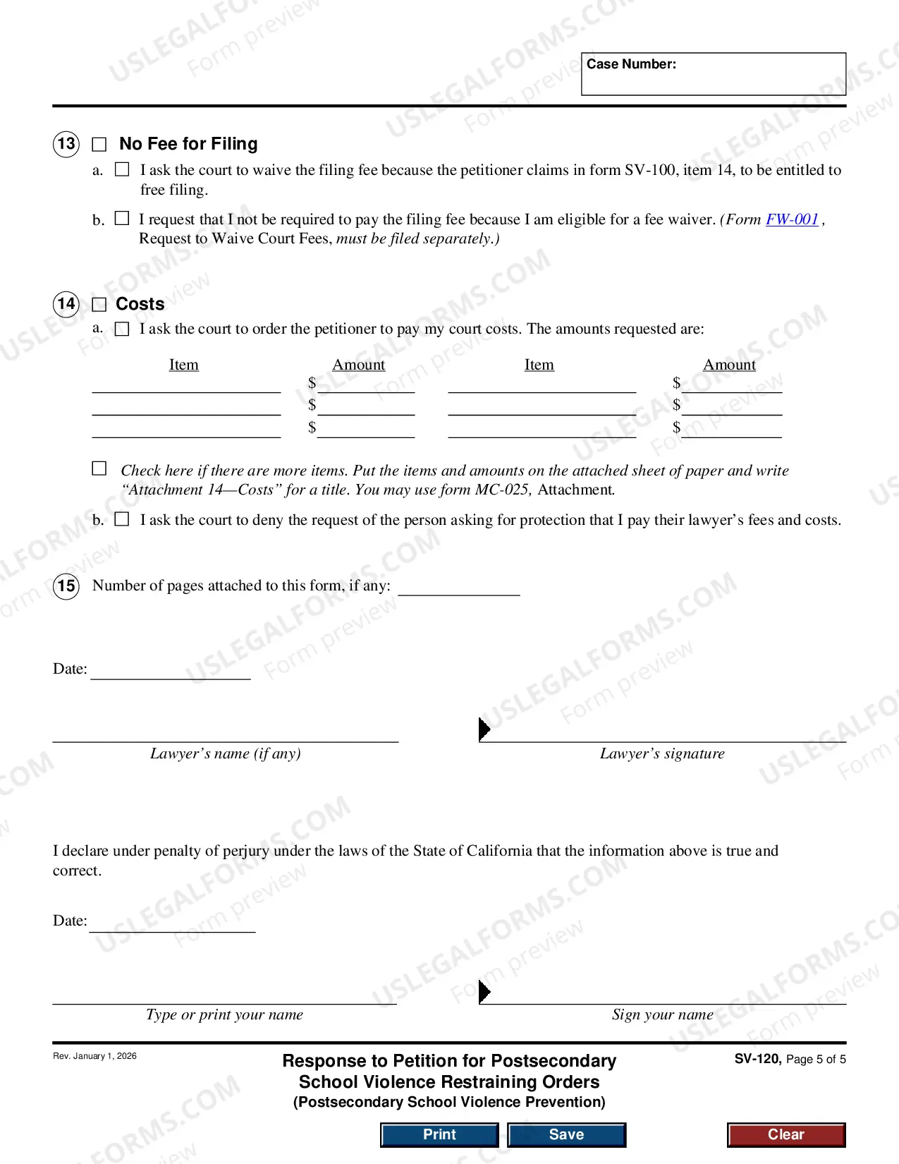 Preview Response to Petition for Private Postsecondary School Violence Restraining Orders