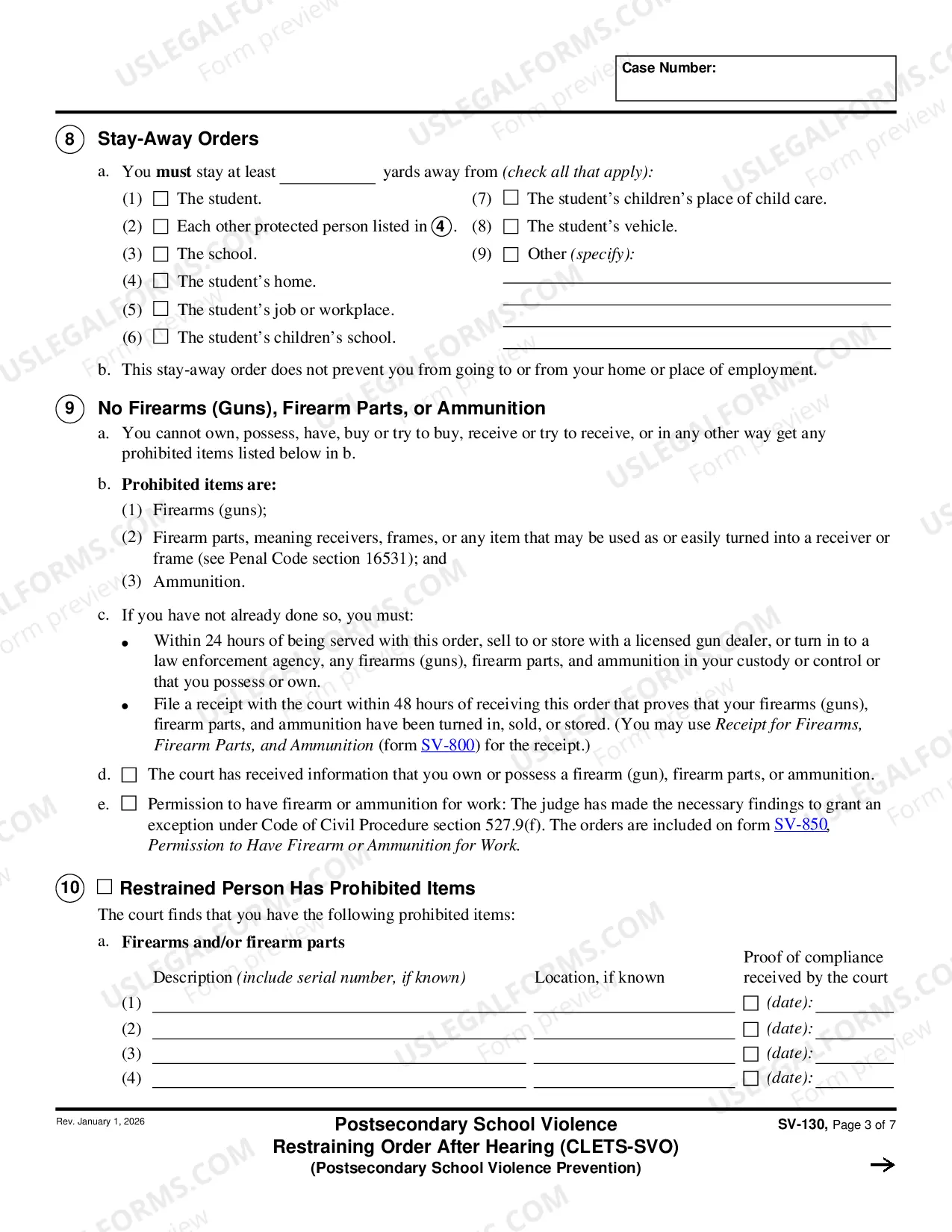 Preview Private Postsecondary School Violence Restraining Order After Hearing - CLETS-SVO