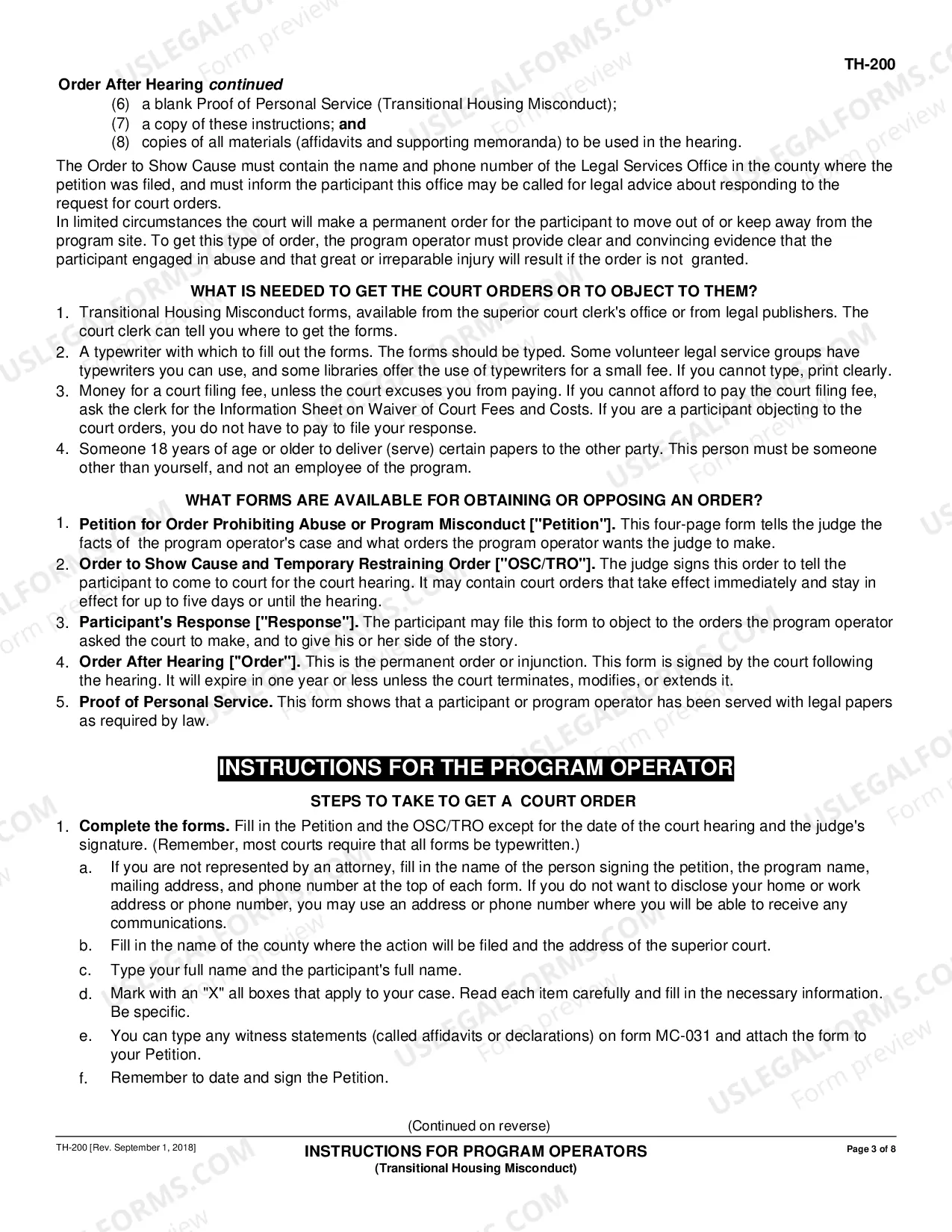 Preview Instructions for Program Operators - Transitional Housing Misconduct