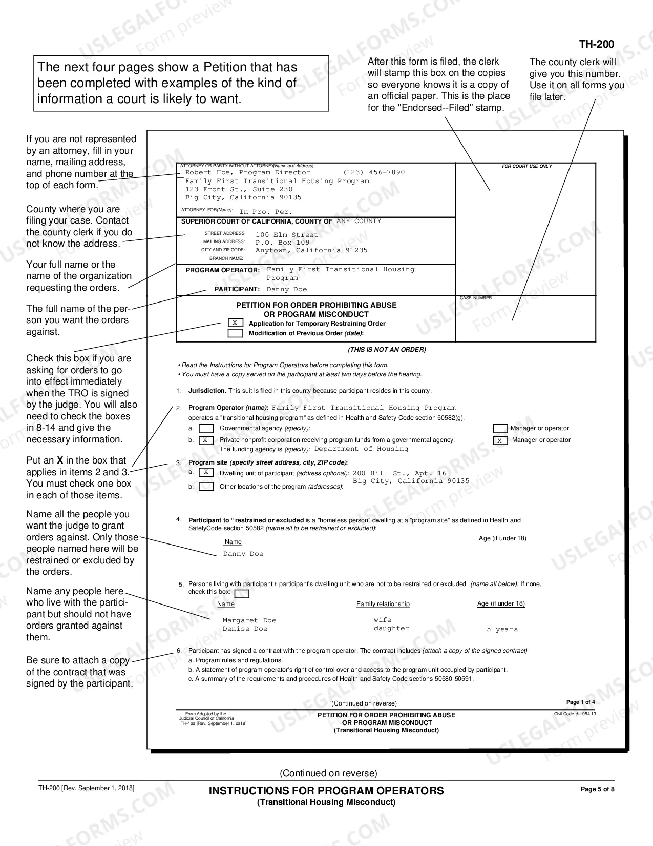 Preview Instructions for Program Operators - Transitional Housing Misconduct