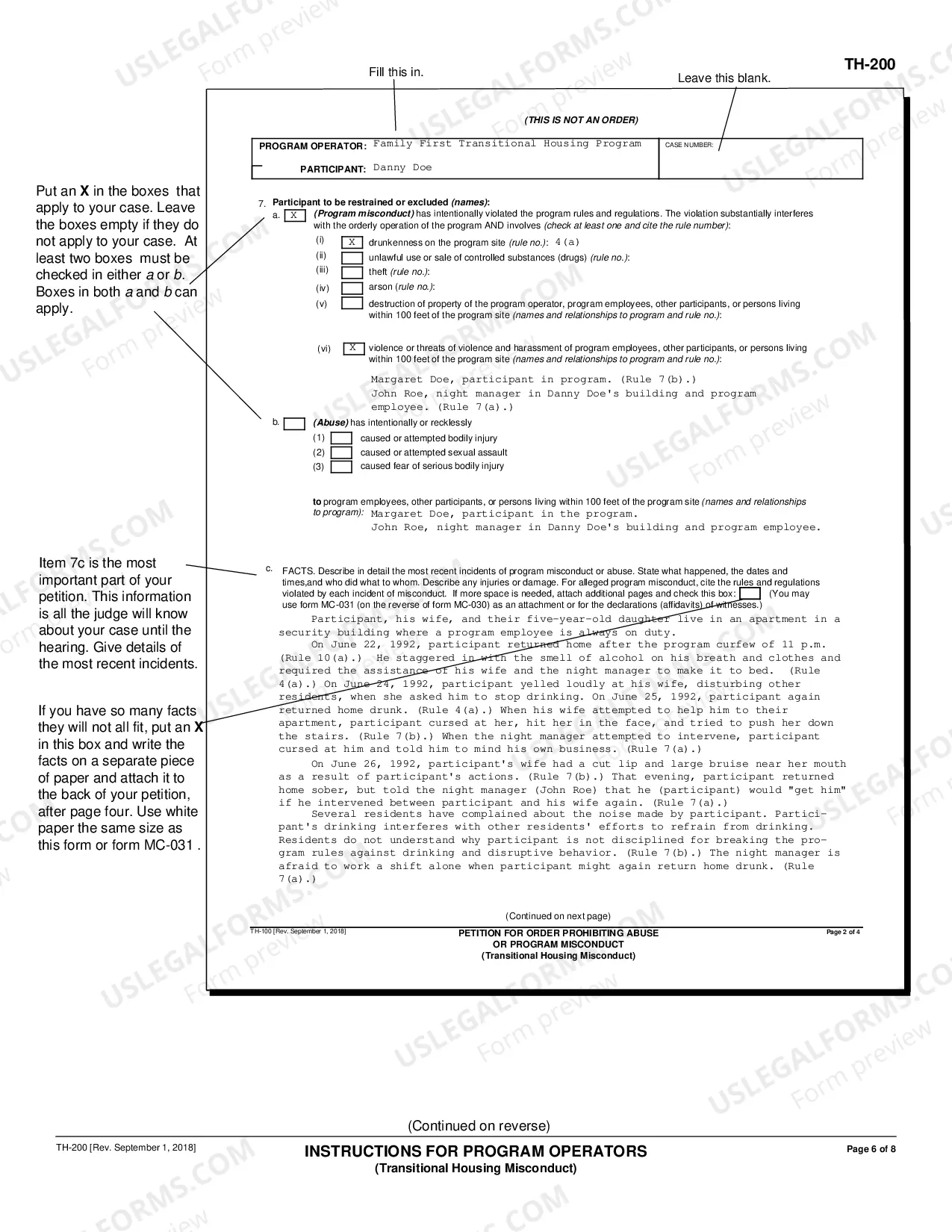 Preview Instructions for Program Operators - Transitional Housing Misconduct