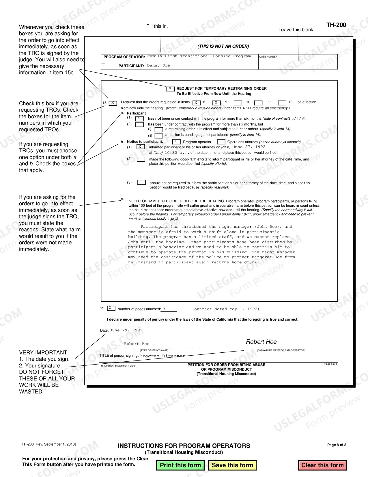 Preview Instructions for Program Operators - Transitional Housing Misconduct