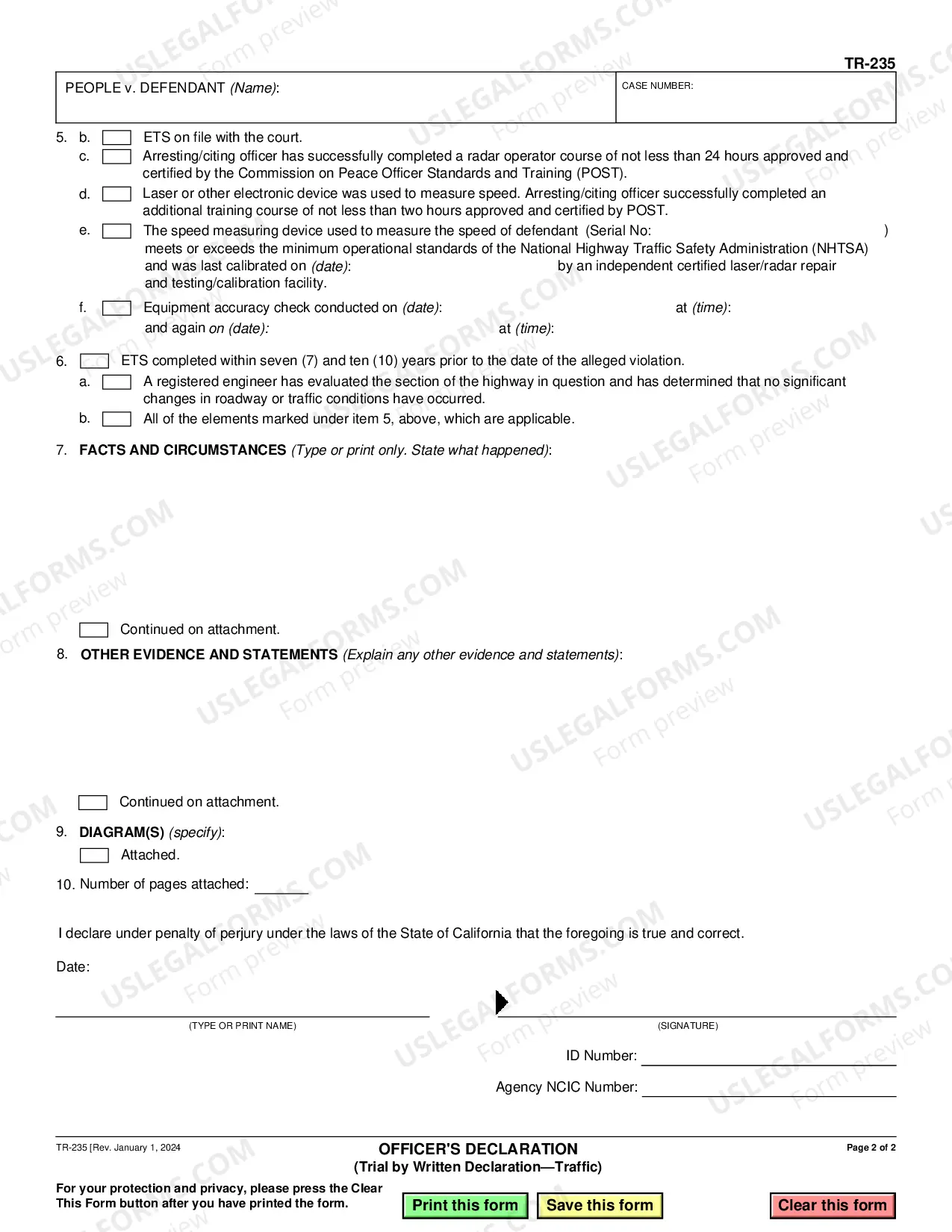Preview Officer's Declaration