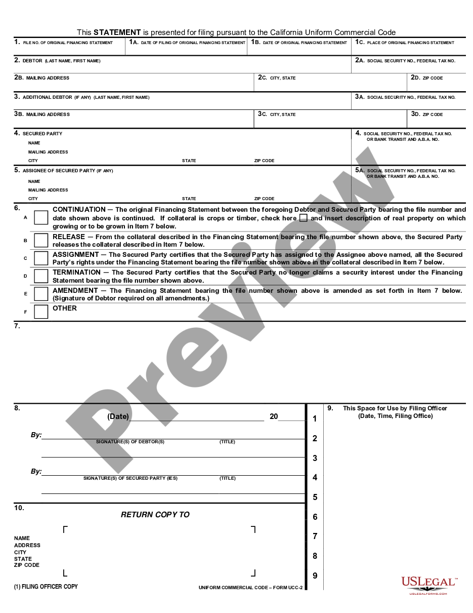 page 0 UCC-2 Change Form preview