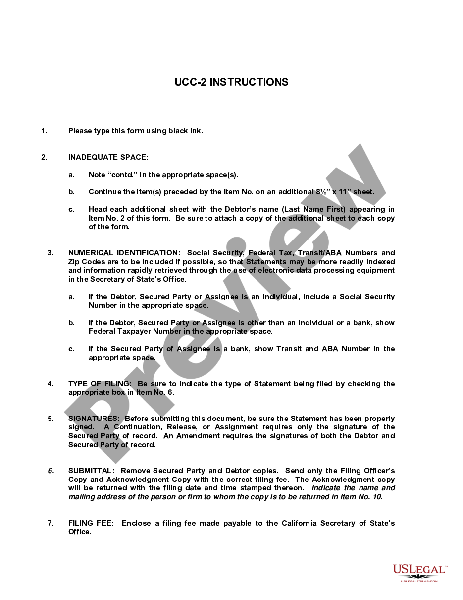 page 1 UCC-2 Change Form preview