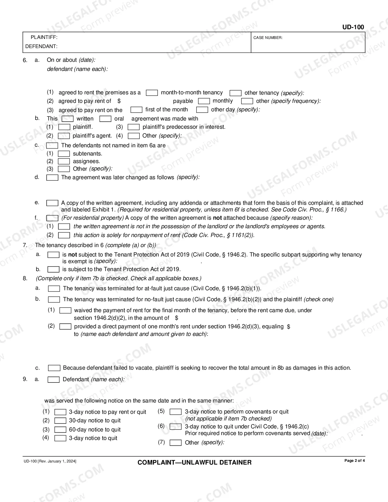 Preview Complaint - Unlawful Detainer