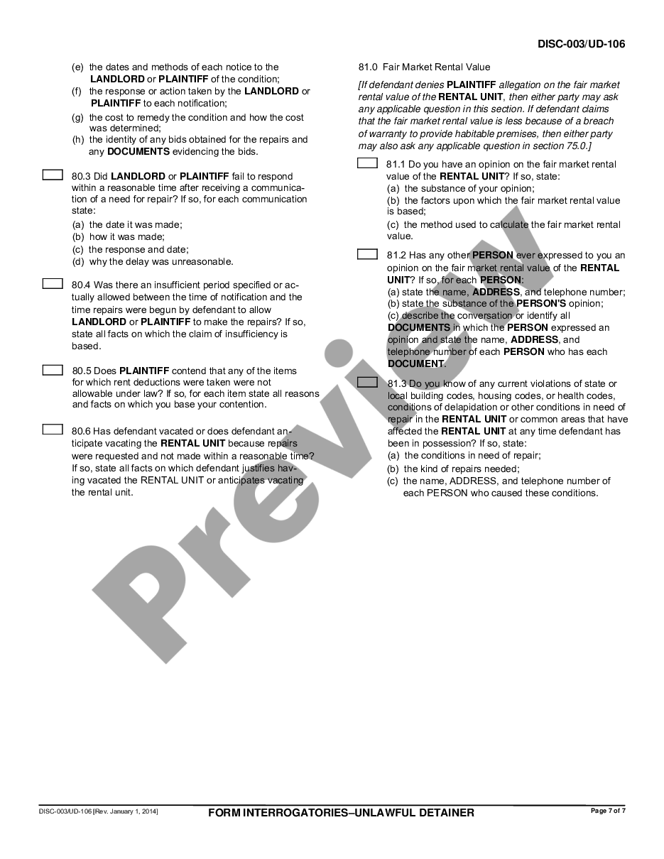 page 6 Form Interrogatories - Unlawful Detainer preview