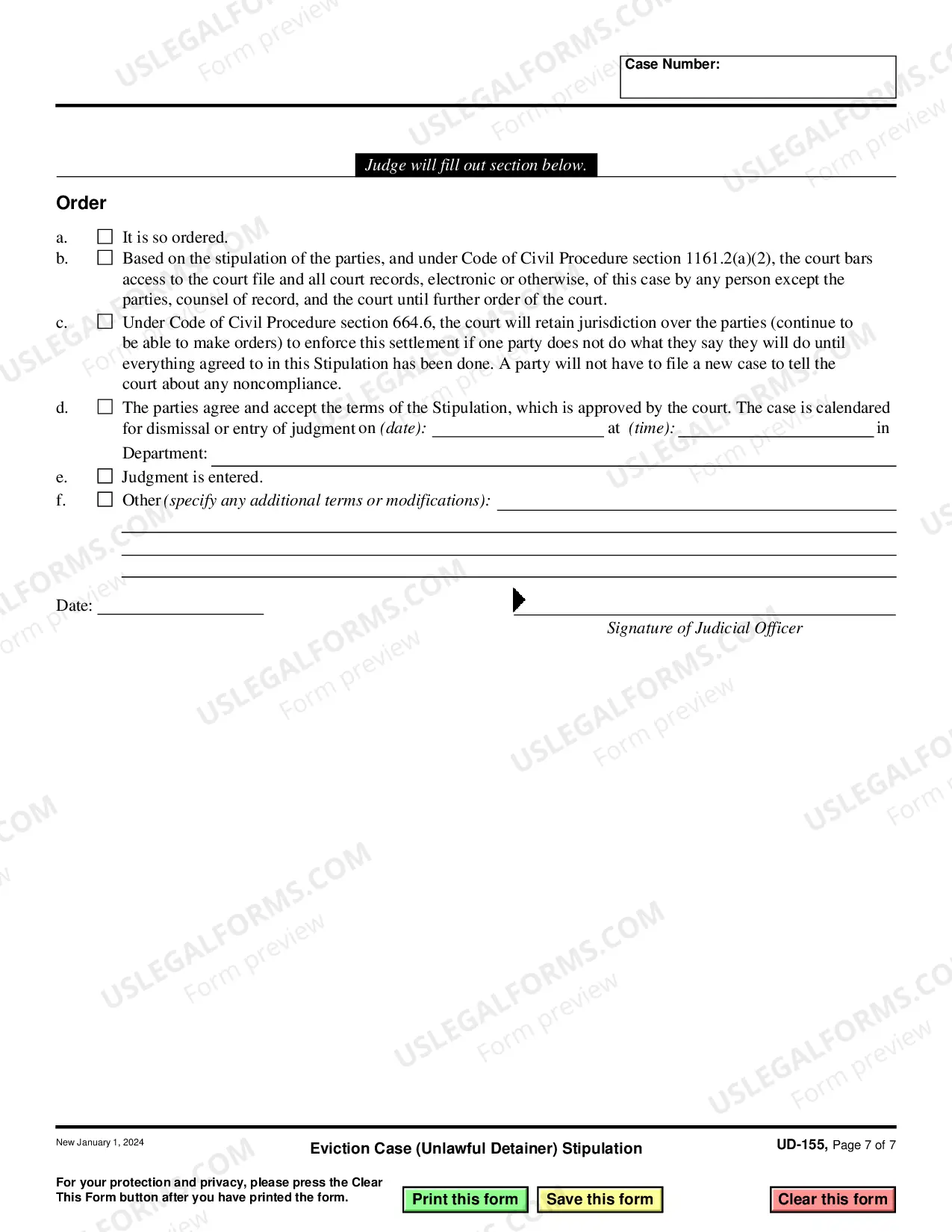 Preview Eviction Case - Unlawful Detainer - Stiplulation