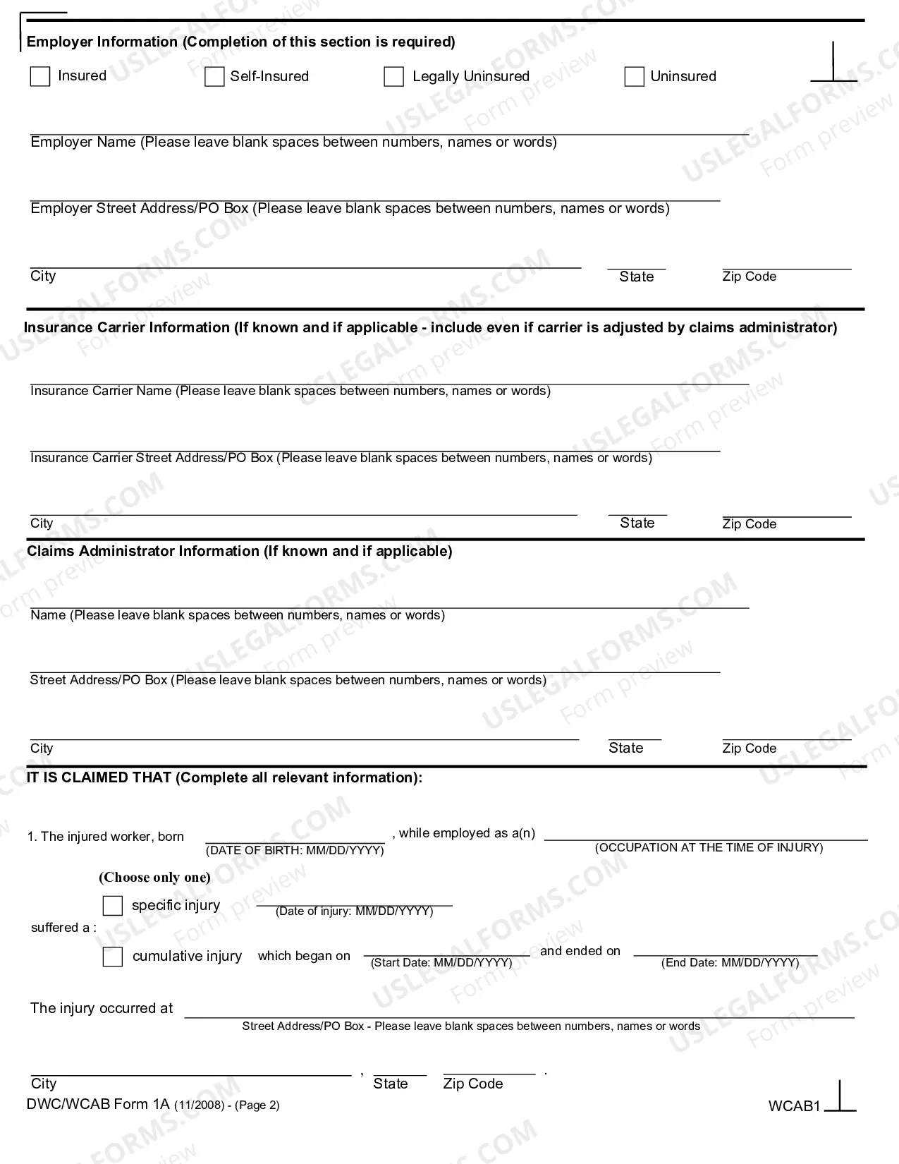 Preview Application for Adjudication for Workers' Compensation