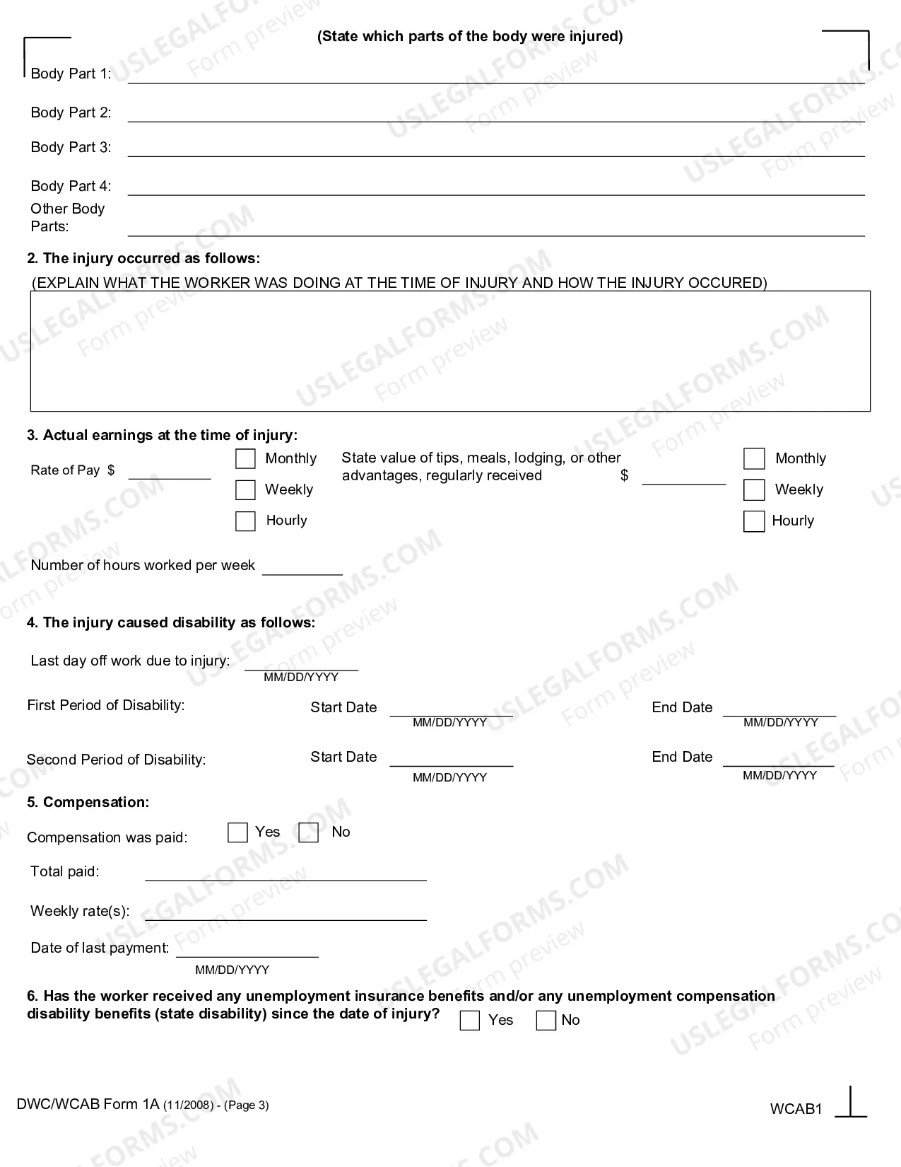Preview Application for Adjudication for Workers' Compensation