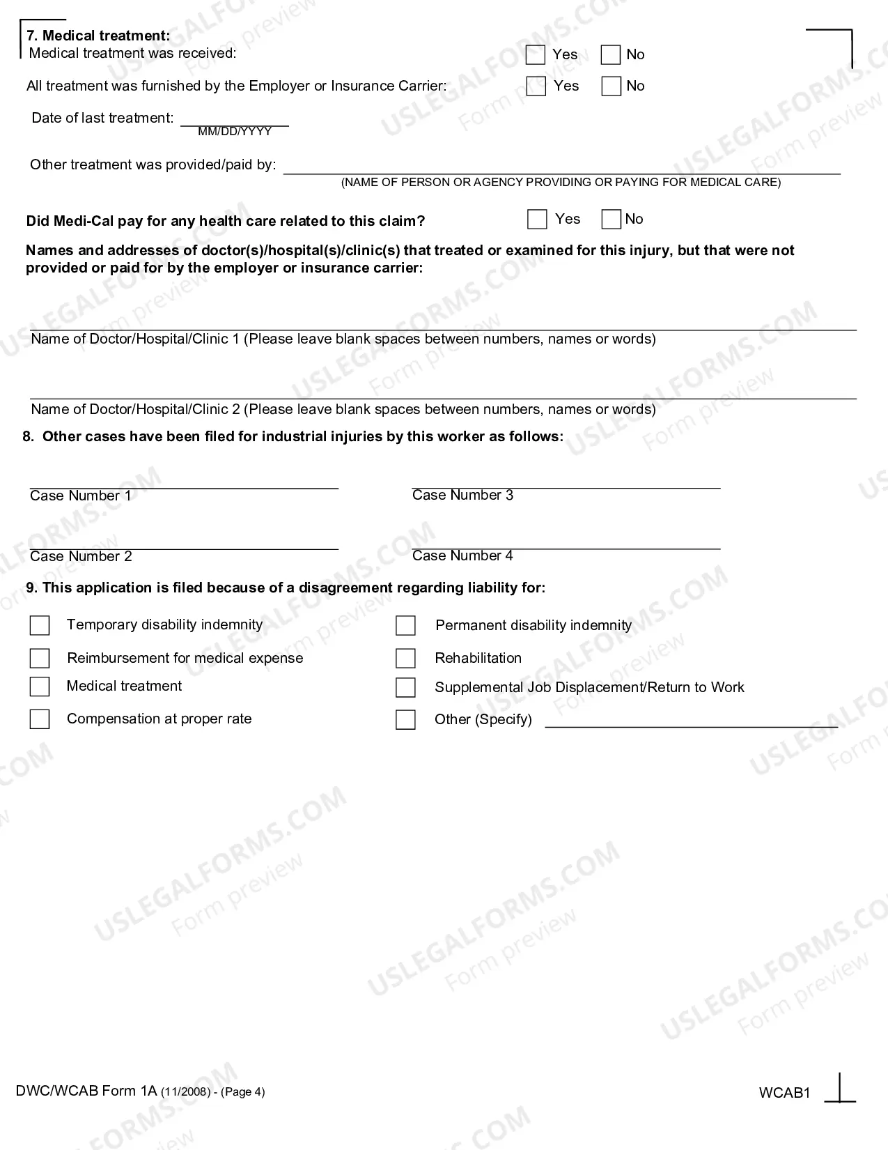 Preview Application for Adjudication for Workers' Compensation