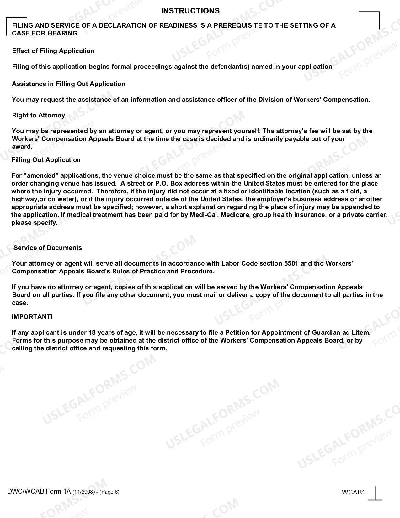 Preview Application for Adjudication for Workers' Compensation