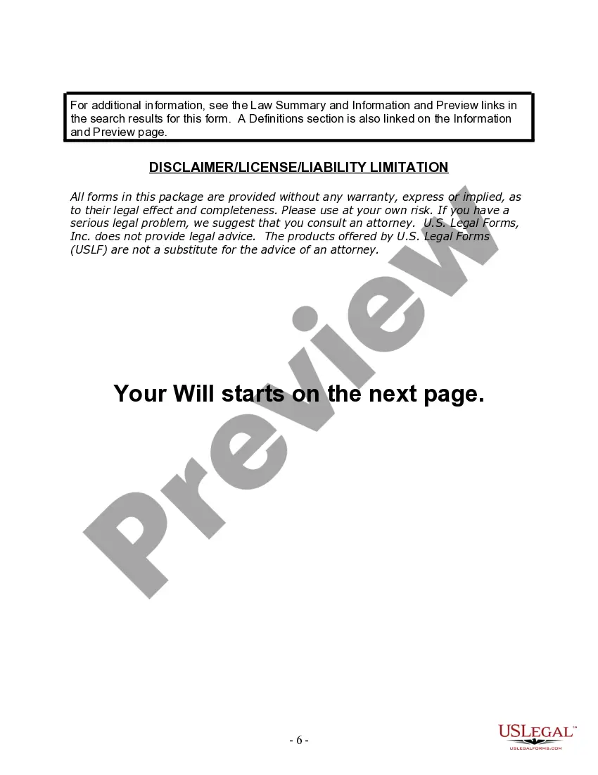 Preview Last Will and Testament for a Single Person with Minor Children