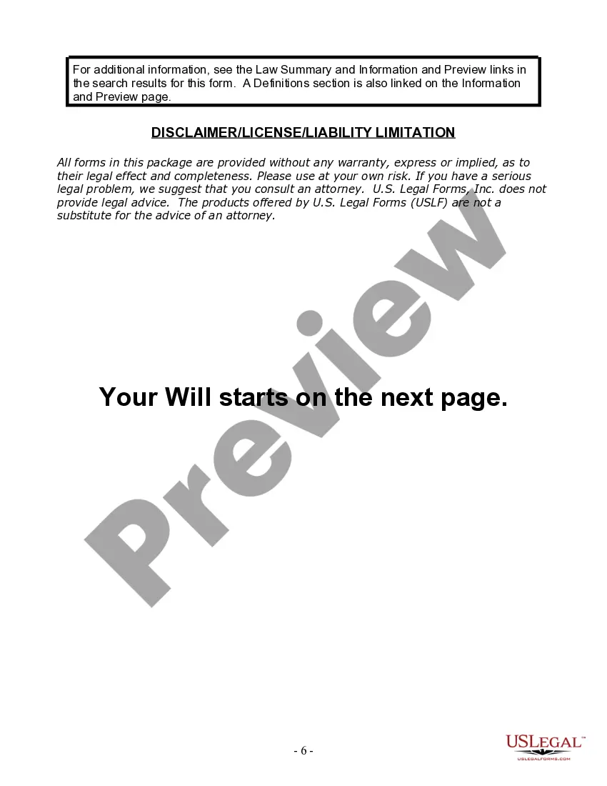 Preview Last Will and Testament for Single Person with Adult and Minor Children
