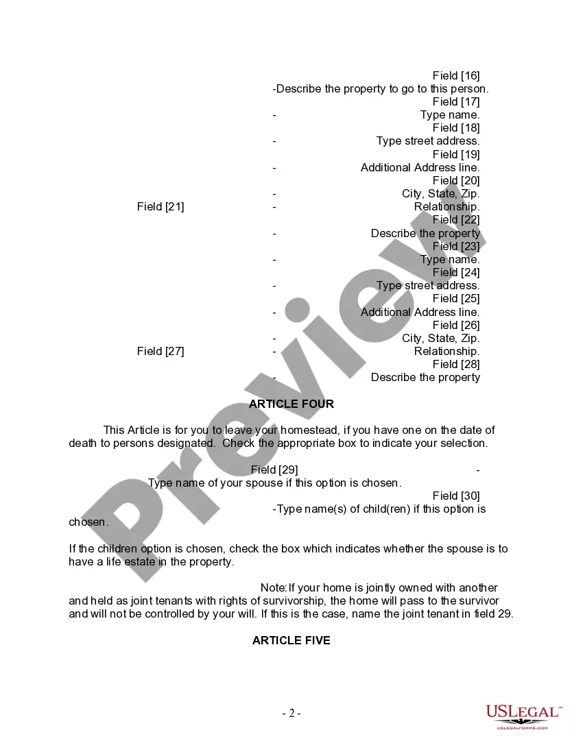 Preview Last Will and Testament for Married person with Minor Children from Prior Marriage