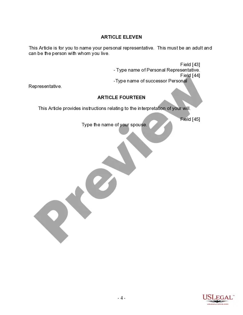 Preview Last Will and Testament for Married person with Minor Children from Prior Marriage