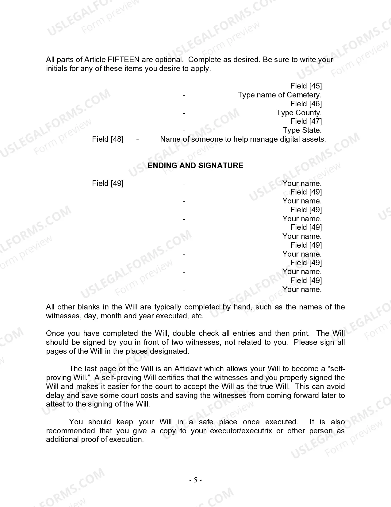 Preview Last Will and Testament for Domestic Partner with Minor Children from Prior Marriage
