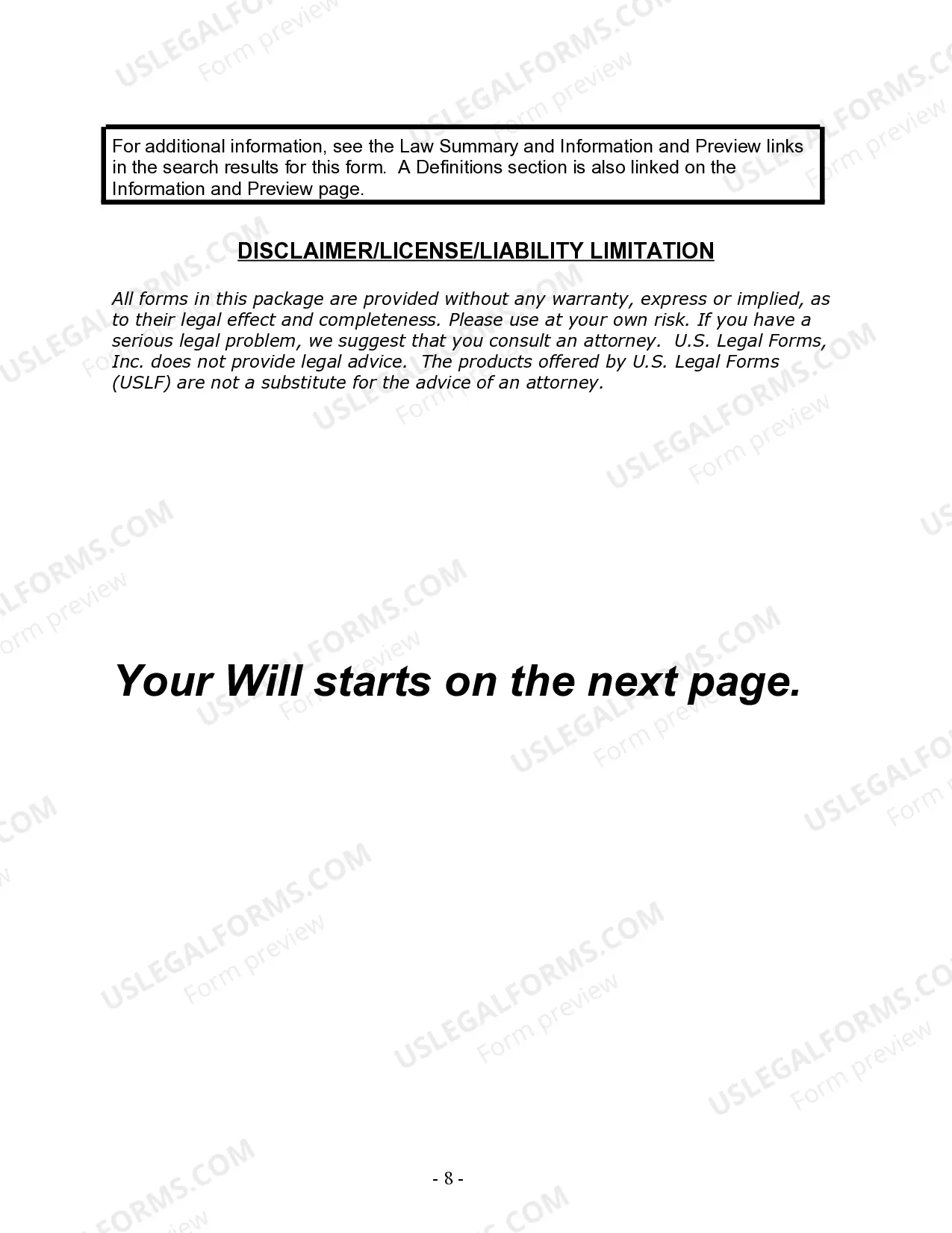 Preview Last Will and Testament for Domestic Partner with Minor Children from Prior Marriage