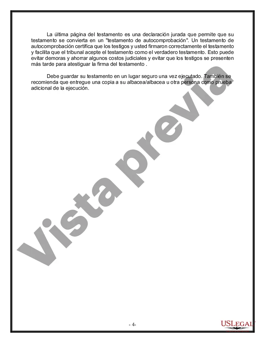 Preview Formulario de última voluntad y testamento legal para una persona casada con hijos adultos de un matrimonio anterior