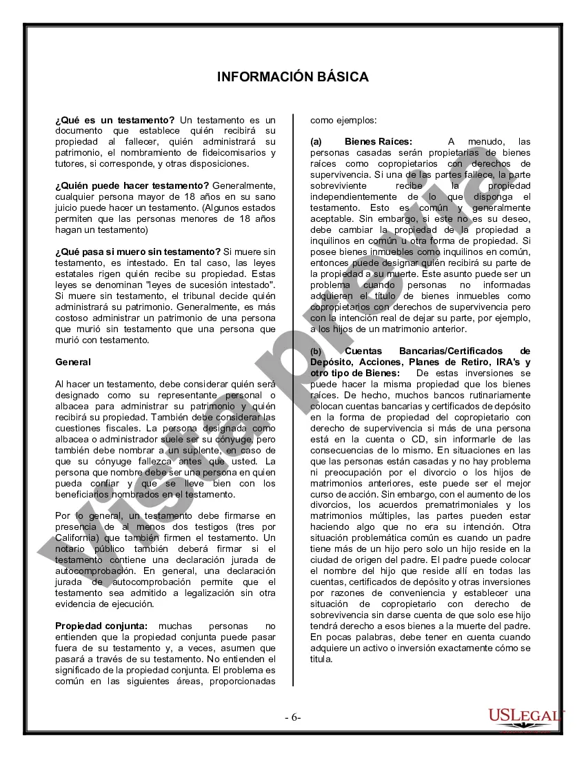 Preview Formulario de última voluntad y testamento legal para una persona casada con hijos adultos de un matrimonio anterior