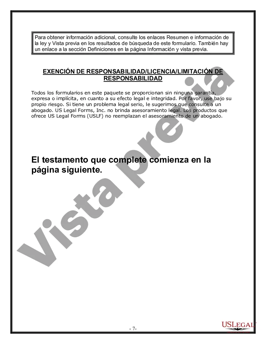 Preview Formulario de última voluntad y testamento legal para una persona casada con hijos adultos de un matrimonio anterior