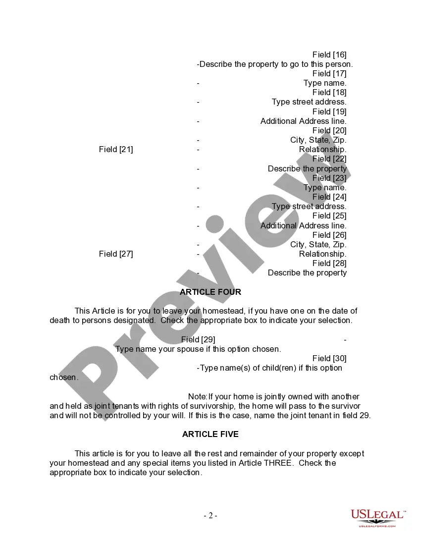 Preview Last Will and Testament for Married person with Adult Children from Prior Marriage