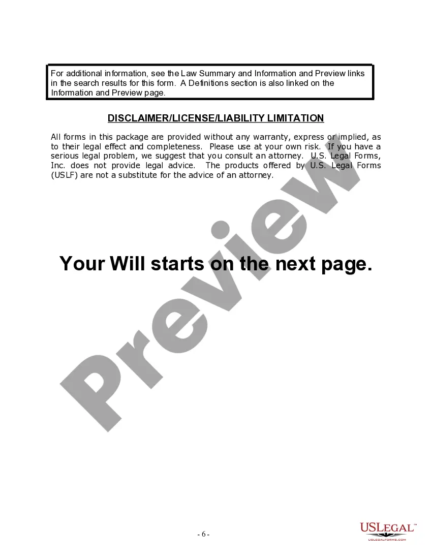 Preview Last Will and Testament for Domestic Partner with Adult Children