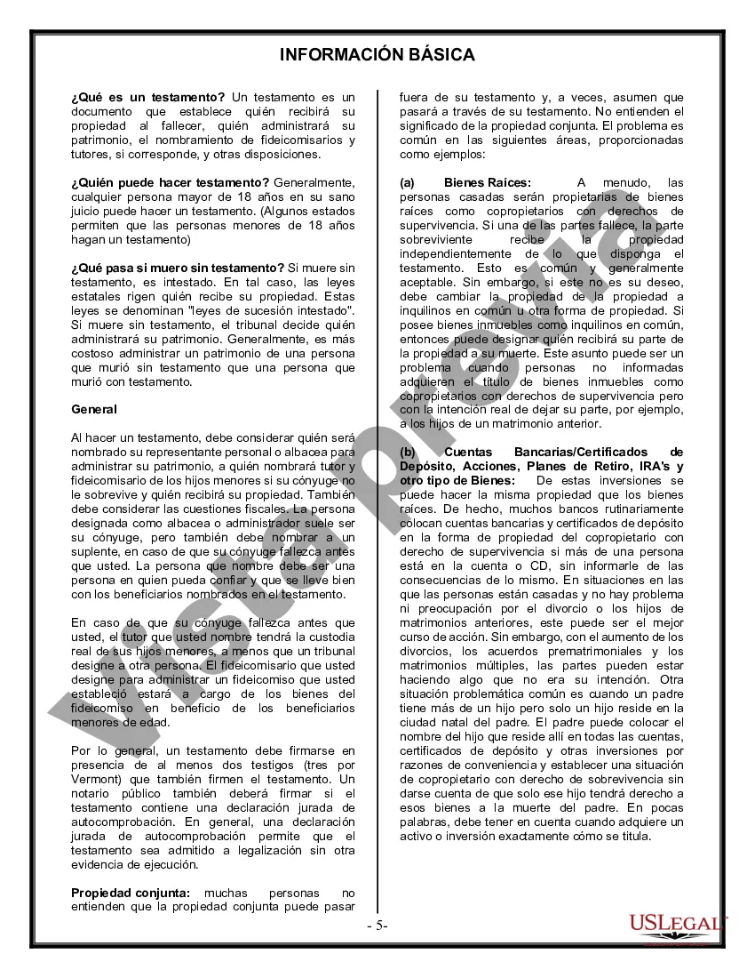 Preview Formulario Legal de Última Voluntad y Testamento para Persona Casada con Hijos Adultos