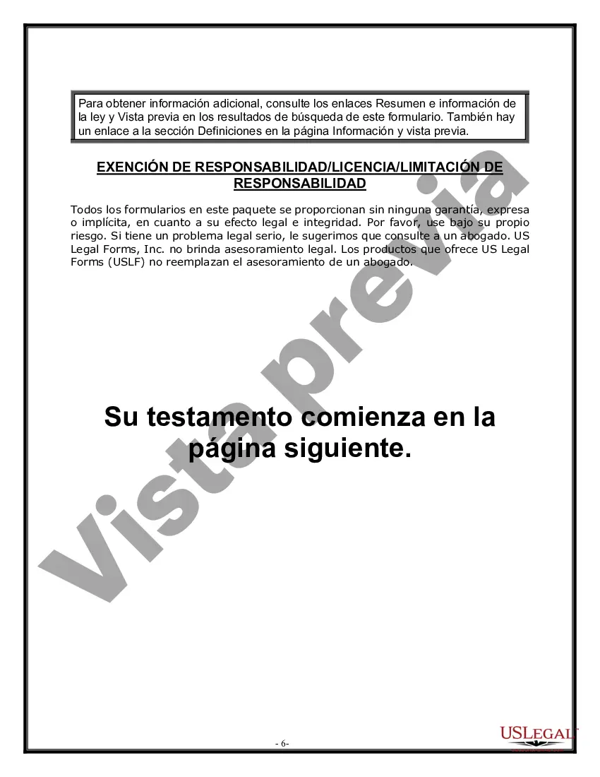 Preview Formulario Legal de Última Voluntad y Testamento para Persona Casada con Hijos Adultos
