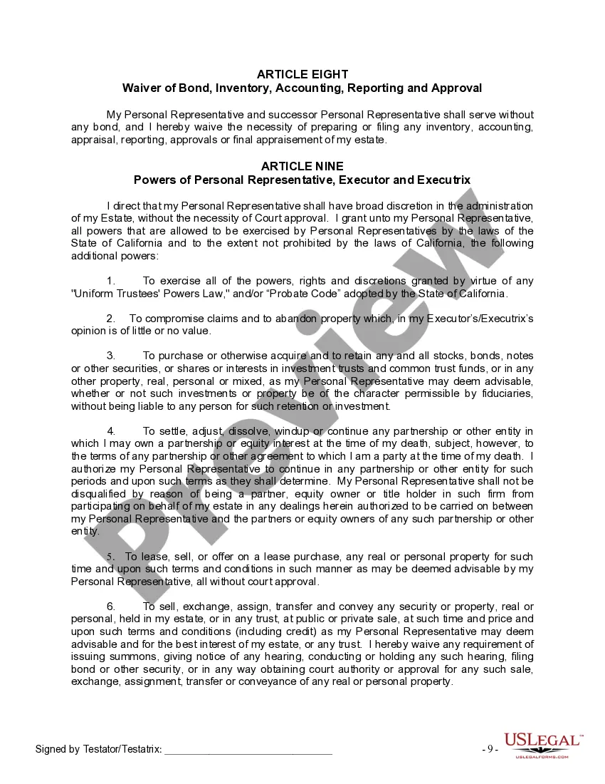 Preview Last Will and Testament for Married Person with Adult Children