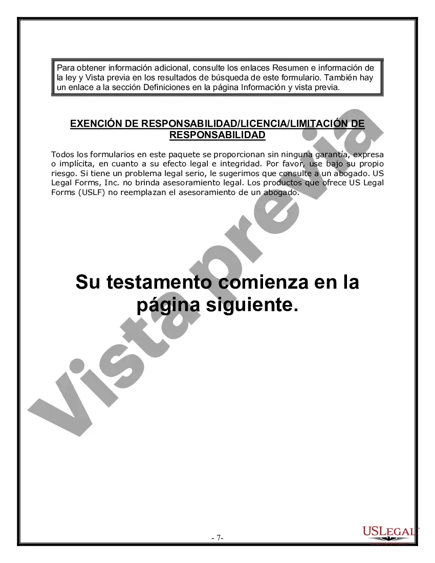 Preview Formulario Legal de Última Voluntad y Testamento para Persona Casada con Hijos Menores