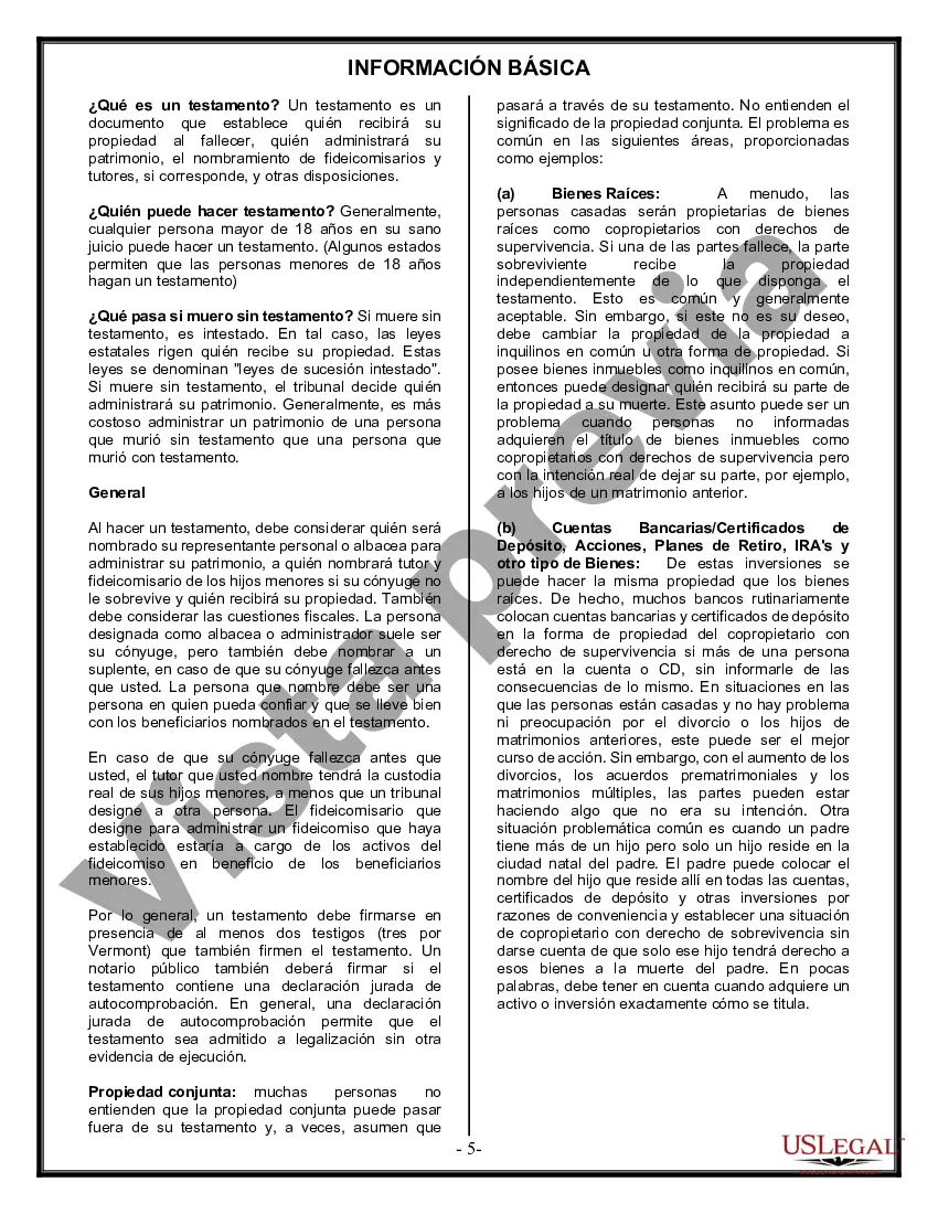 Preview Paquete de Voluntades Mutuas con Últimas Voluntades y Testamentos para Pareja Casada con Hijos Adultos